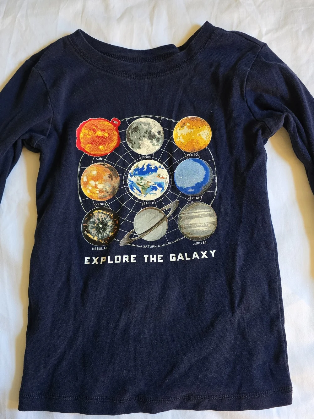 Old Navy Kids Navy Space Galaxy Pajama Set with Red Pants